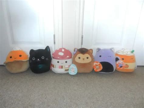 BNWT SQUISHMALLOW HALLOWEEN Full Set x 6 7.5" Pumpkin Latte Pie Cat Bat ...