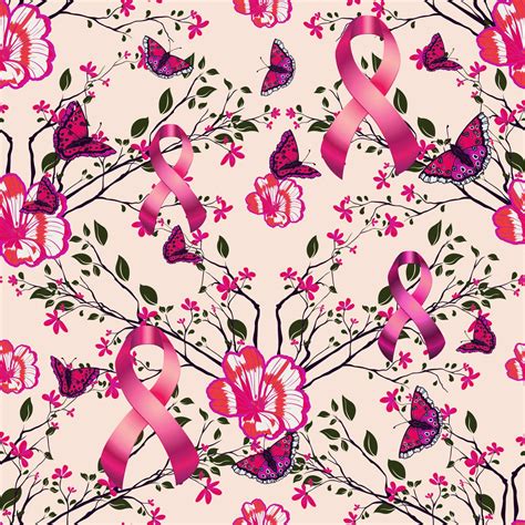 Cancer Fabric Breast Cancer Fabric Flowers Butterflies And Ribbons