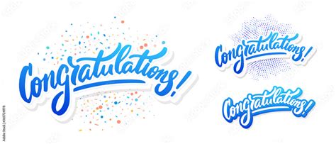 Congratulations Greeting Banners Set Vector Lettering Stock Vector Adobe Stock