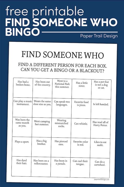 Get to Know You Bingo Printable - Paper Trail Design