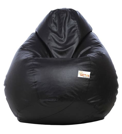 Buy Classic XXXL Bean Bag With Beans In Black Colour By Sattva Online