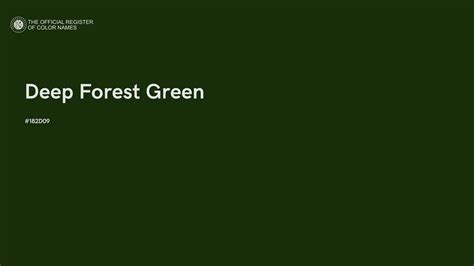 Deep Forest Green color - #182D09 - The Official Register of Color Names