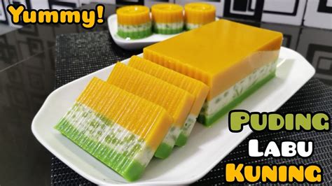 CARA MEMBUAT PUDING LABU KUNING TIGA LAPIS LABU CENDOL PANDAN ENAK DAN