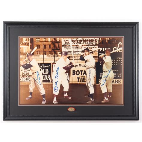 Yankees Custom Framed Photo Signed By Joe Dimaggio Mickey Mantle