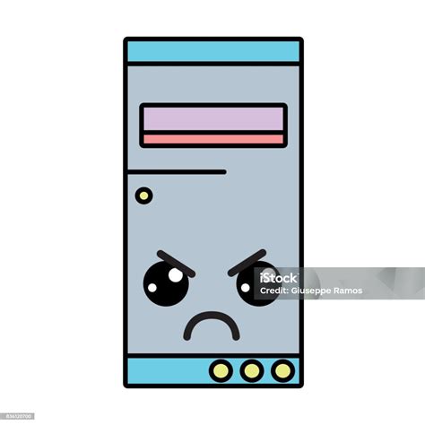 kawaii cute angry hard drive stock illustration  image