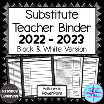 Editable Substitute Teacher Binder Teacher Planner