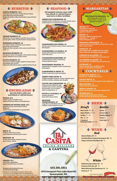 Menu - La Casita Cocina Mexicana & Cantina