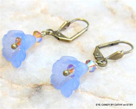 Blue Lucite Flower Earrings Cornflower Blue