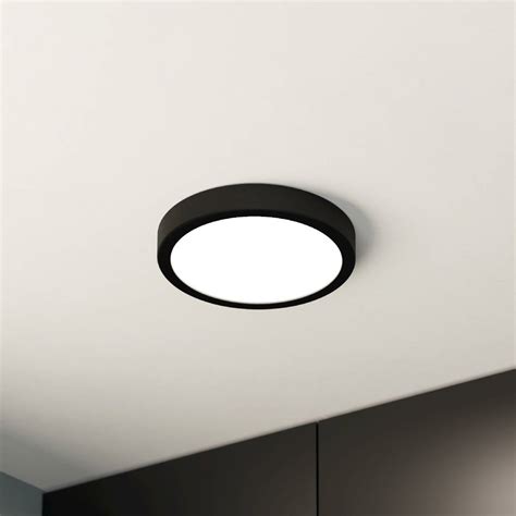 Plafonnier LED Fueva 5 IP44 3000K noir Ø21cm Luminaire fr