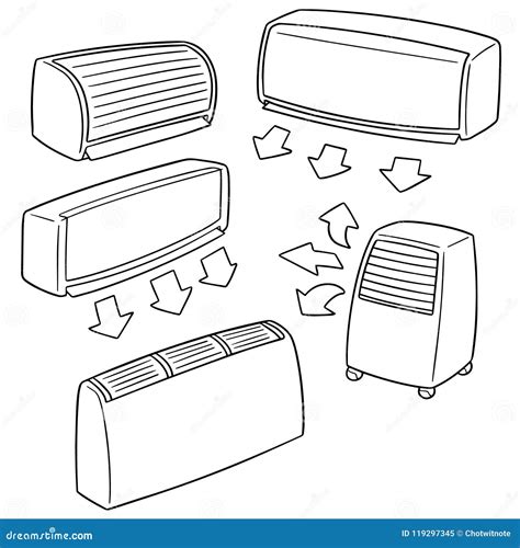 Vector Set Of Air Conditioner Stock Vector Illustration Of Equipment