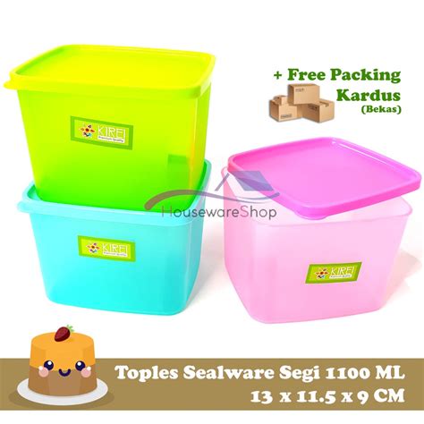 Jual Toples Sealware Segi Kotak Makanan Toples Plastik Andara