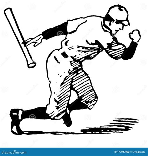 Vintage Clipart 10 Baseball Player Stock Illustration Illustration Of