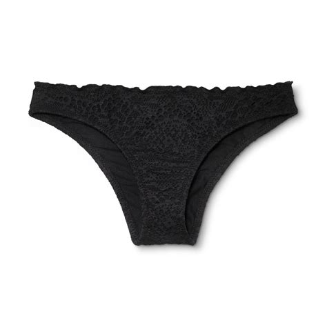 Mossimo Womens Crochet Cheeky Bikini Swim Bottom Black Small 10768 For