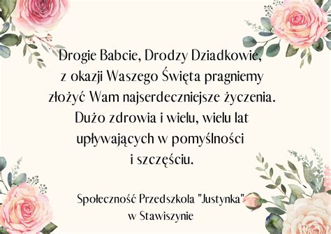 Życzenia dla Babci i Dziadka – Przedszkole Justynka w Stawiszynie