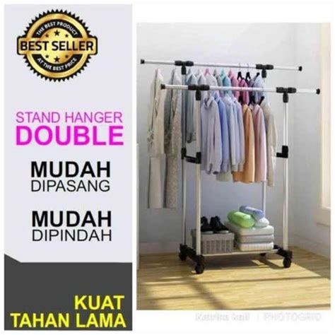 Jual Stand Hanger Double Sisi Lemari Rak Jemuran Pakaian Gantungan