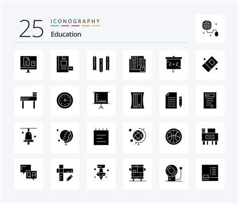 Educaci N Paquete De Iconos De Glifos S Lidos Que Incluye