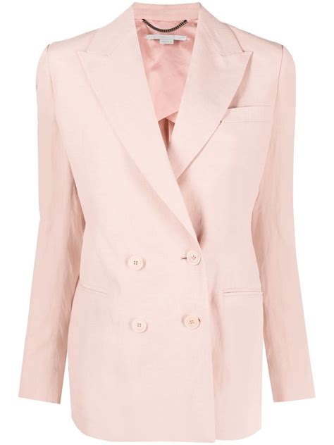 Stella Mccartney Peak Lapels Double Breasted Blazer Pink Farfetch