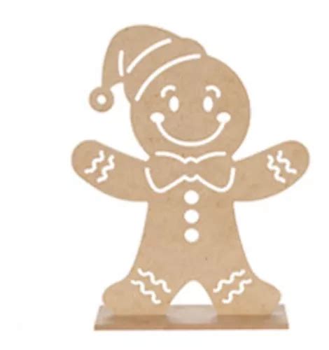 Personajes Navideños Base Mdf Decorar Casa 25cm Mylin 1pz Color Galleta