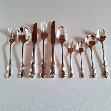 Vintage 62 Piece 6 Place Setting Silver Plated Flatware Cutlery Set