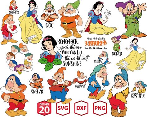 Dxf Svg Snow White Svg Princess Svg Disney Svg Seven Dwarfs Svg