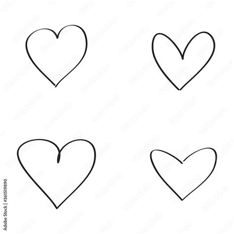 Black Heart Contour Vector Hand Drawn Love Icon Isolated Paint Brush