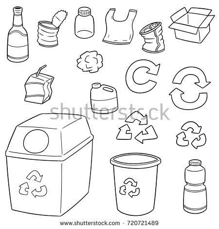 Vector Set Of Recycle Garbage Drawing Bag Drawing Sketches Cute Food