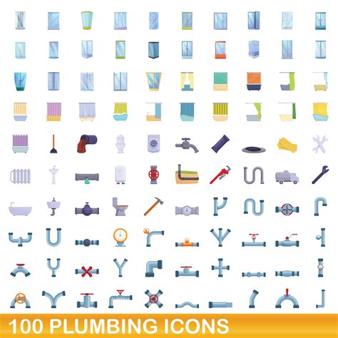 100 plumbing icons set, cartoon style 8967481 Vector Art at Vecteezy