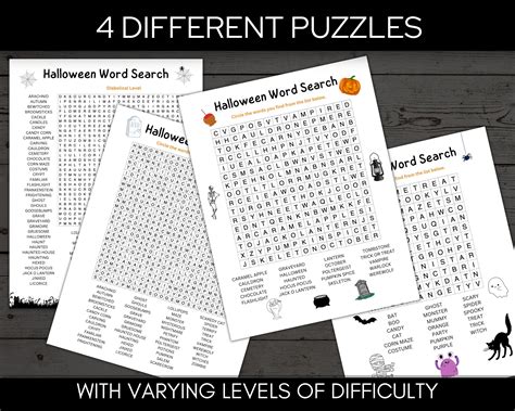 Halloween Word Search Printable Halloween Games Hard Etsy