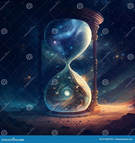 Hourglass With Universe Inside Galaxy Inside Hourglass Digital Illustration Generative Ai