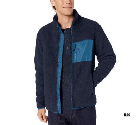 Goodthreads Men S Sherpa Fleece Fullzip Jacket Navy Medium B50 EBay