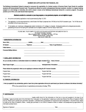 Fillable Online SUMMER 2010 APPLICATION FOR FINANCIAL AID 2 Fax Email