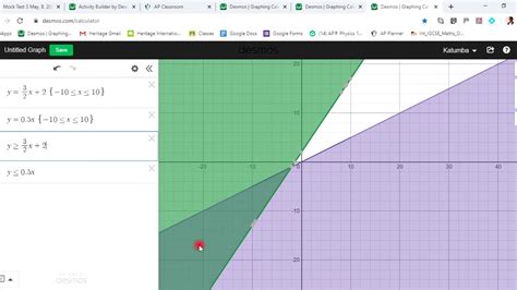 Shading Between Two Intersecting Lines Desmos Vid Youtube