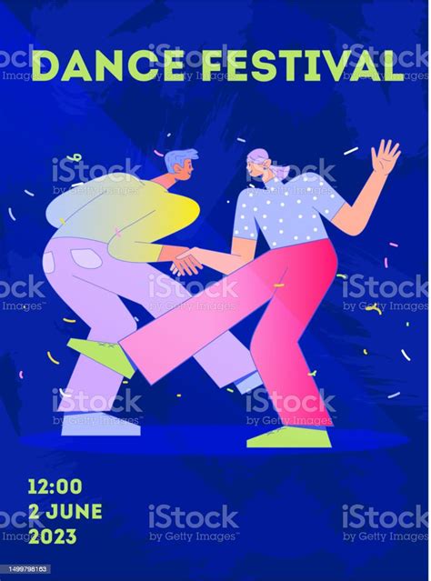 Poster Vektor Untuk Festival Tari Dengan Karakter Ilustrasi Stok