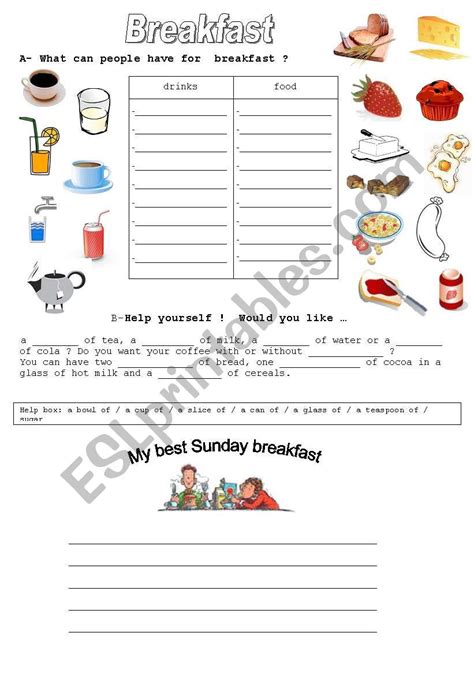 Breakfast Esl Worksheet By Meallares