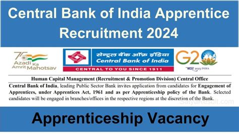 Central Bank Of India Apprentice Recruitment 2024 Re Open For 3000