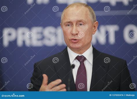 Belgrade, Serbia - January 17, 2019 : Vladimir Putin, the President of ...