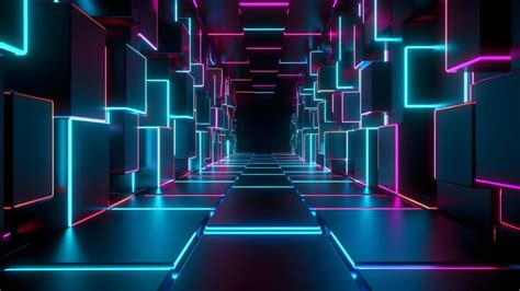 Neon Lights Wallpaper 4K 3D Render Surreal 5K