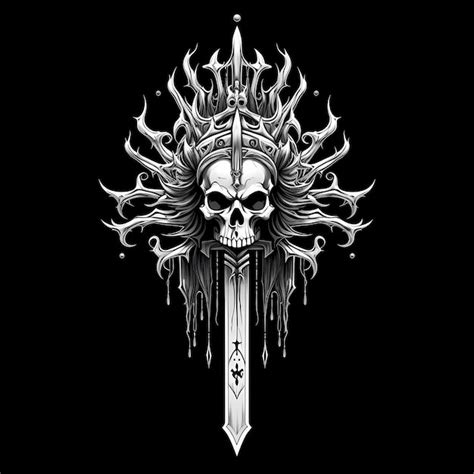 Premium AI Image | skull and sword tattoo design illustration