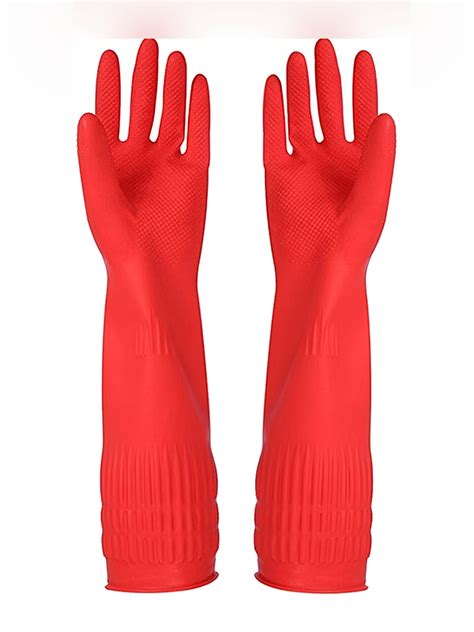 buy rbgiit red  pair rubber cleaning gloves kitchen gloves