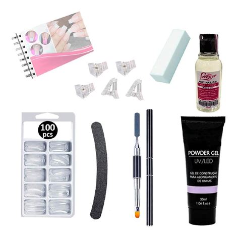 Kit Alongamento Polygel Poligel Pincel Duplo Molde F1 Shopee Brasil