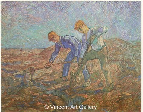 Two Peasants Digging After Millet By Vincent Van Gogh Oil Painting