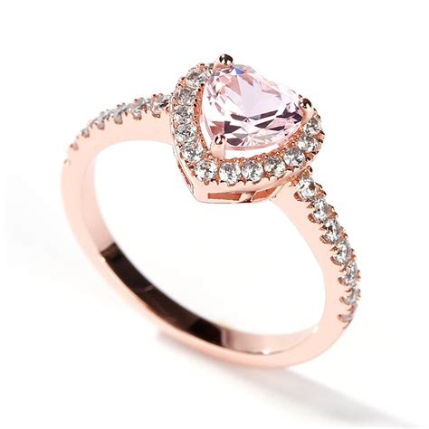 Jeulia Halo Heart Cut Synthetic Morganite Sterling Silver Ring Jeulia