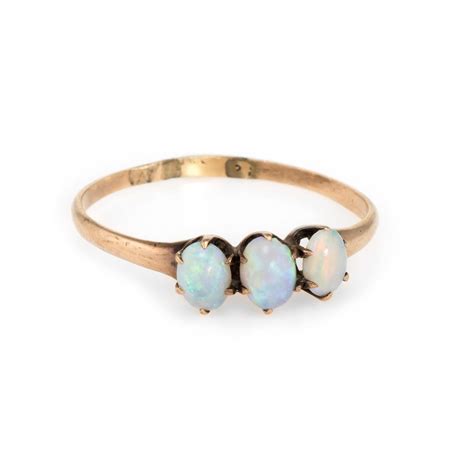 Antique Victorian 3 Stone Opal Ring Vintage 10 Karat Rose Gold Vintage