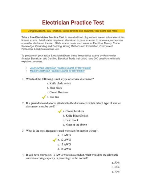 Electrician Practice Test Take A Free Electrician Practice Test To See