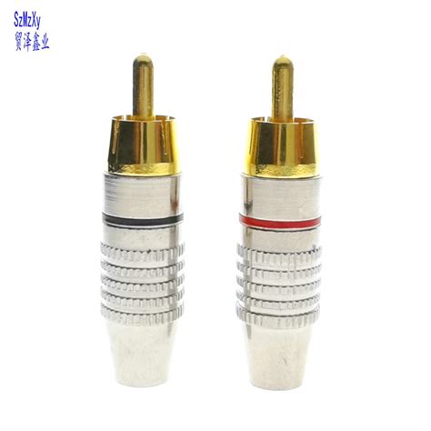 Pcs High Quality Gold Rca Phono Male Plug Solder Av Audio Video Cable