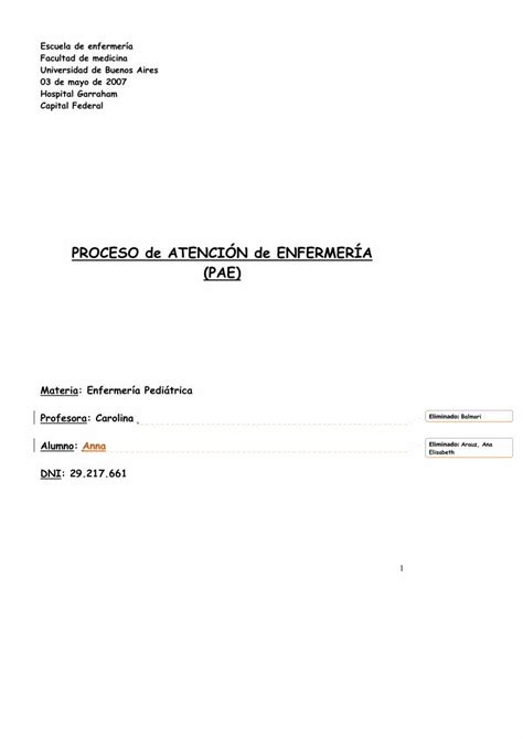 PDF PROCESO de ATENCIÓN de ENFERMERÍA PAE PDF file PAE Materia