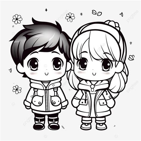 Dessin Animé Couple Voyage Griffonnage Kawaii Anime Coloriage Mignons