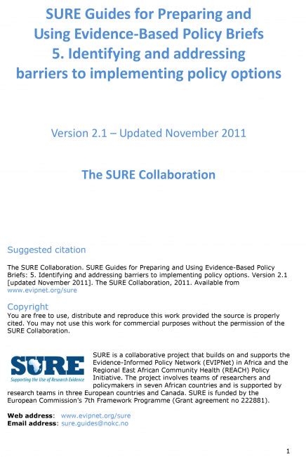 Sure Guides For Preparing And Using Evidence Based Policy Briefs