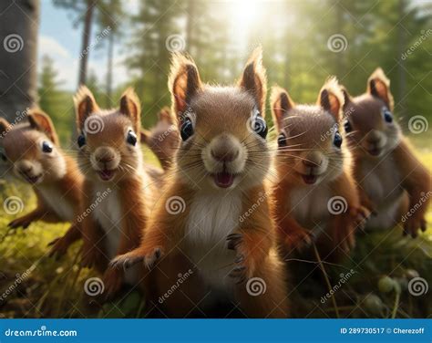 A Group Of Squirrels Stock Image Image Of Rodent Forest