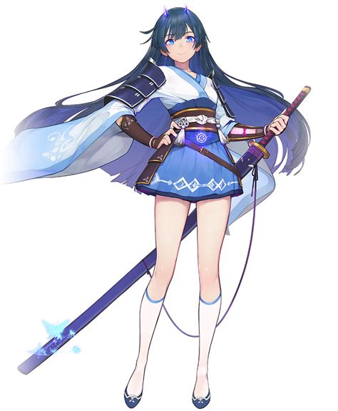 The Big Imageboard Tbib 1girl Arm Guards Armor Blue Eyes Blue Hair Breasts Closed Mouth